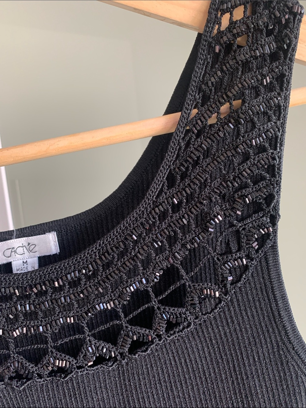 Cache Black Crochet Yoke Ribbed Tank - Picture 4 of 4
